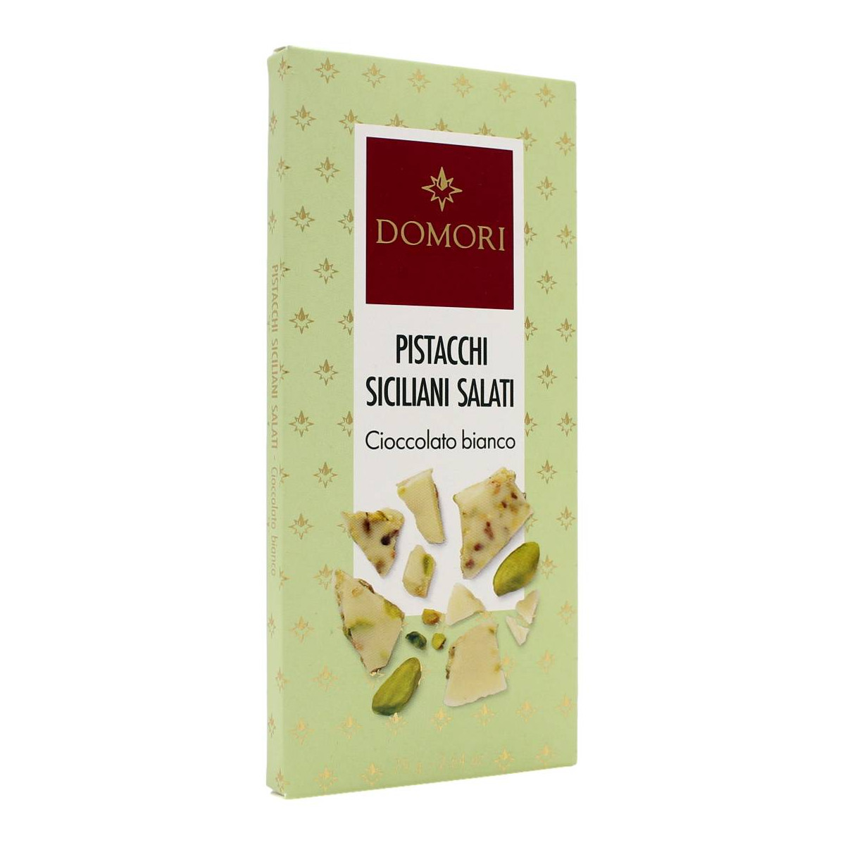 DOMORI TAVOLETTA BIANCA CON PISTACCHI SICILIANI SALATI 75 GR