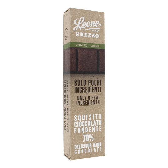 LEONE STECCA DI CIOCCOLATO GREZZO FONDENTE 70% ALLO ZENZERO 40 GR