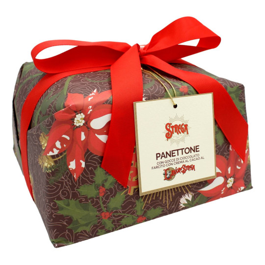 STREGA ALBERTI PANETTONE CON GOCCE DI CIOCCOLATO FARCITO CON CREMA AL CACAO AL LIQUORE STREGA 1 KG