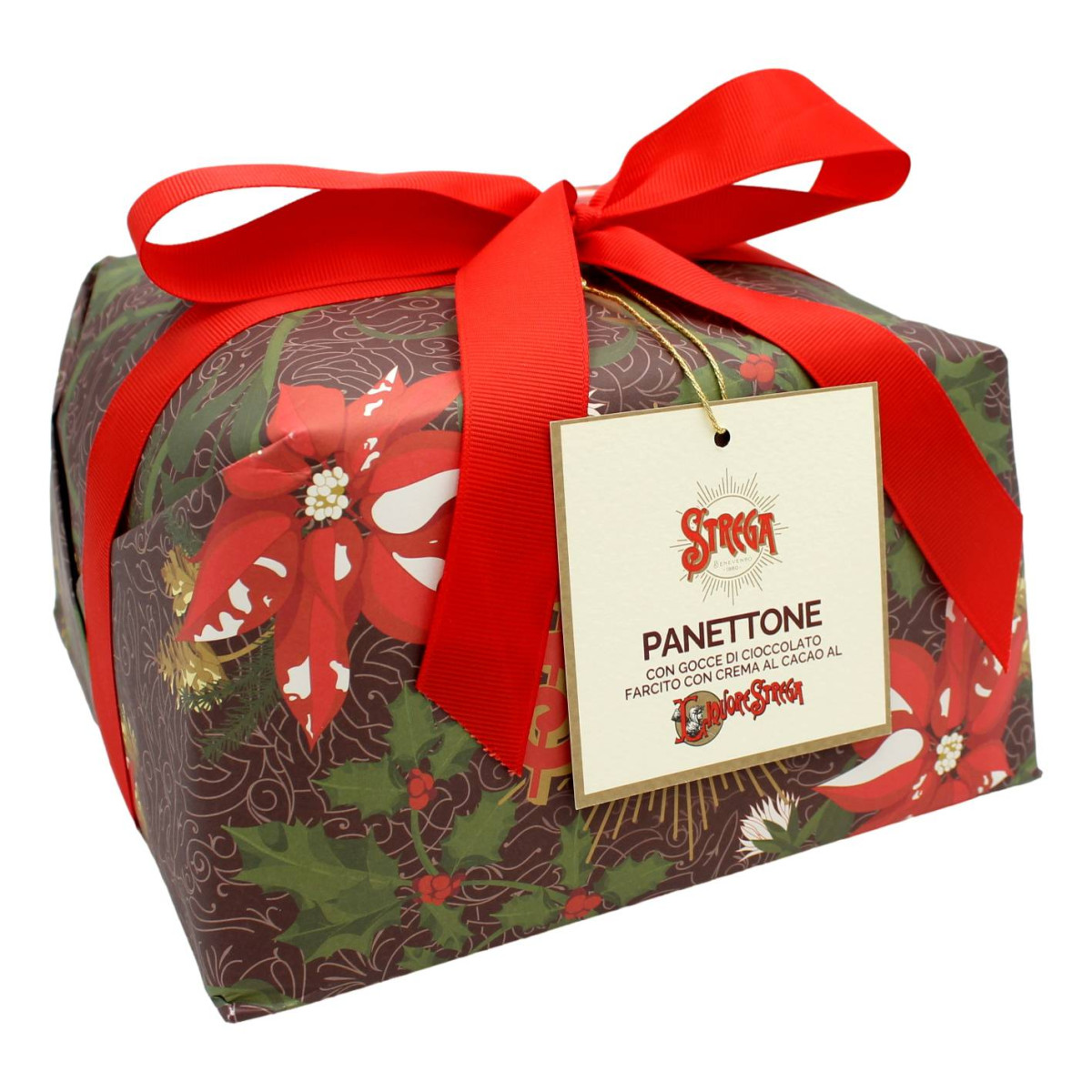 STREGA ALBERTI PANETTONE CON GOCCE DI CIOCCOLATO FARCITO CON CREMA AL CACAO AL LIQUORE STREGA 1 KG
