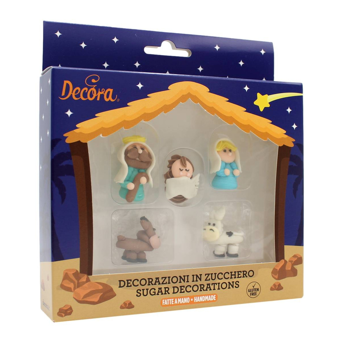 DECORA DECORAZIONI IN ZUCCHERO FATTE A MANO NATIVITA' 5 PZ 102 GR