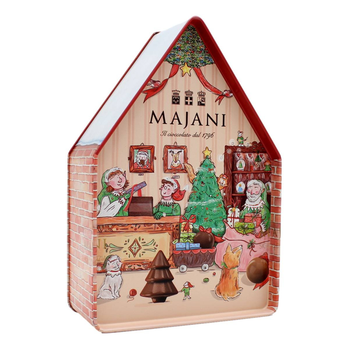 MAJANI "GINGER" CASETTA DI METALLO CON PRALINE ASSORTITE 100 GR
