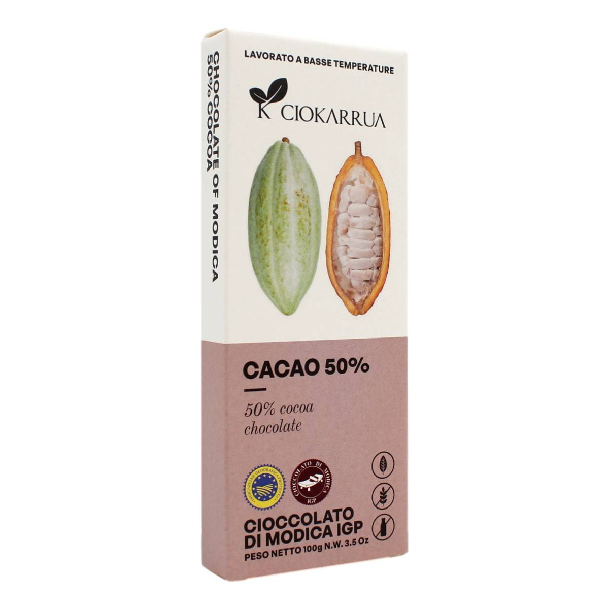 CIOKARRUA CIOCCOLATO DI MODICA I.G.P. CACAO 50% 100 GR