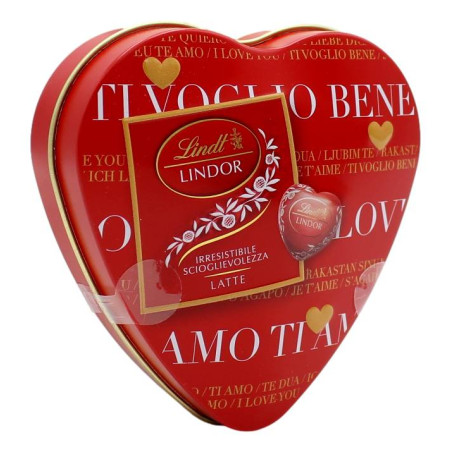 LINDT CUORE DI METALLO CON CUORI LINDOR AL LATTE 55 GR