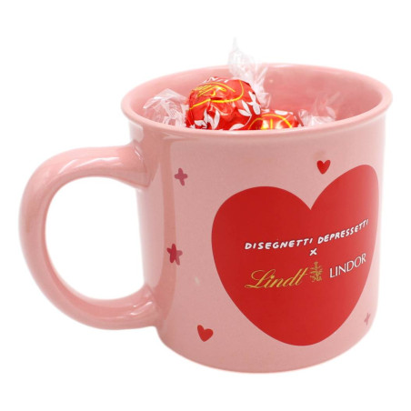 LINDT TAZZA "DISEGNETTI DEPRESSETTI" CON LINDOR AL LATTE 112 GR